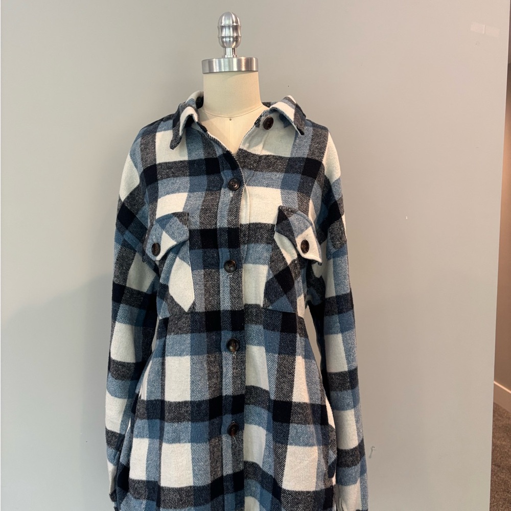 Staccato Blue and White Plaid Utility Jacket